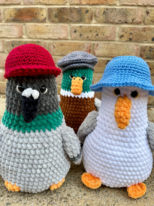 3-in-1 Crochet Bird Pattern: Pigeon, Duck, Seagull Amigurumi (PDF Pattern)