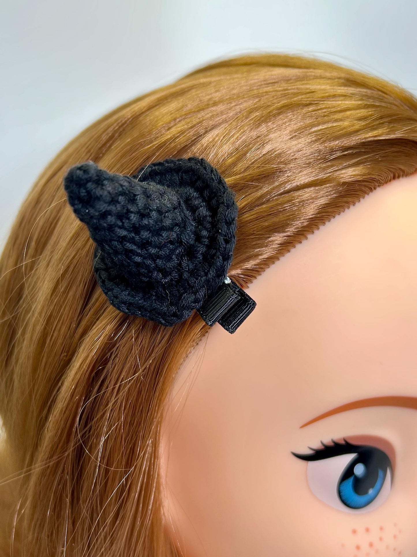 Halloween hair clips. Witch hat and pumpkin; glow in the dark ghosts.