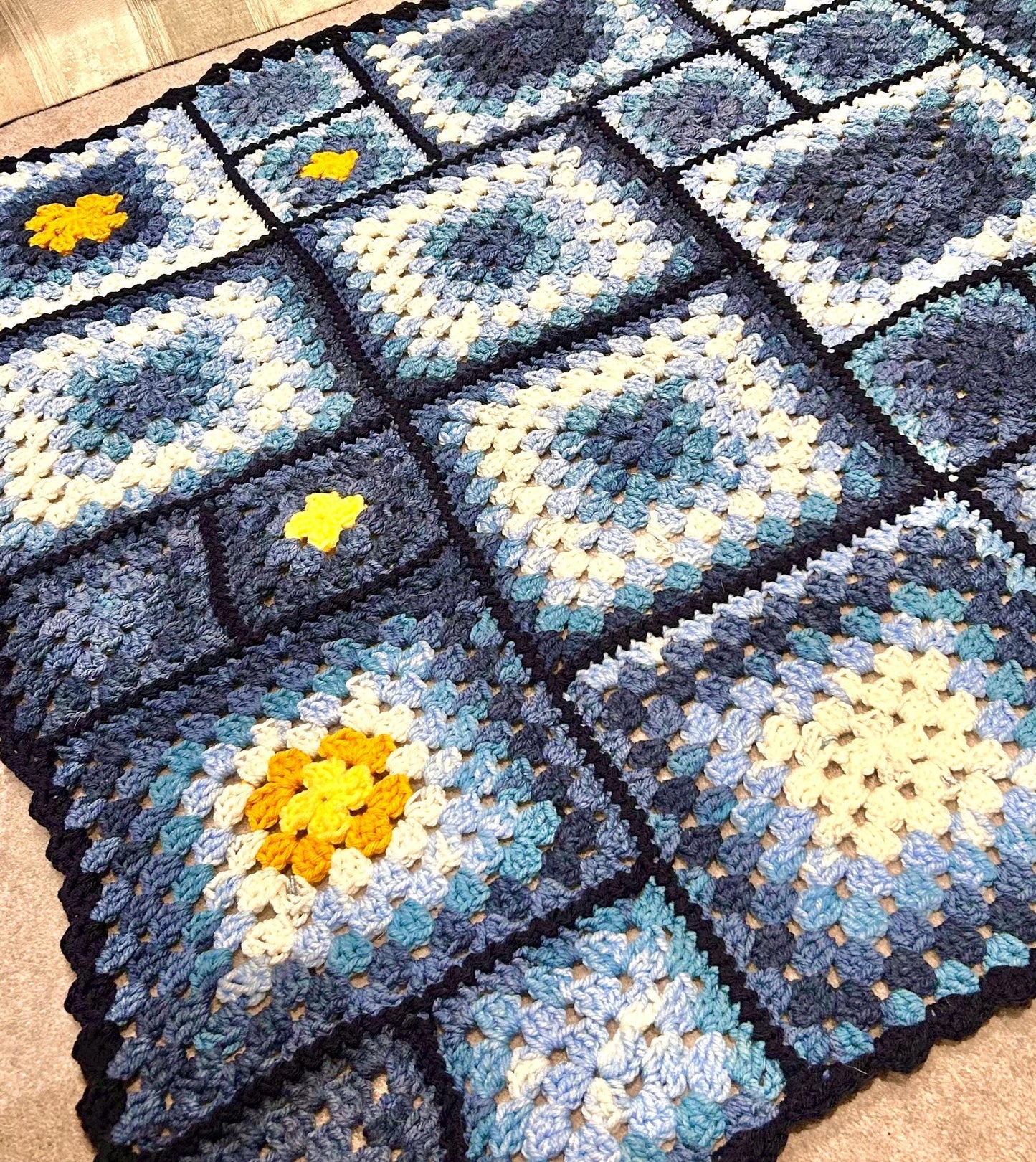 The Starry Night blanket crochet pattern. PDF download, UK and US terms.