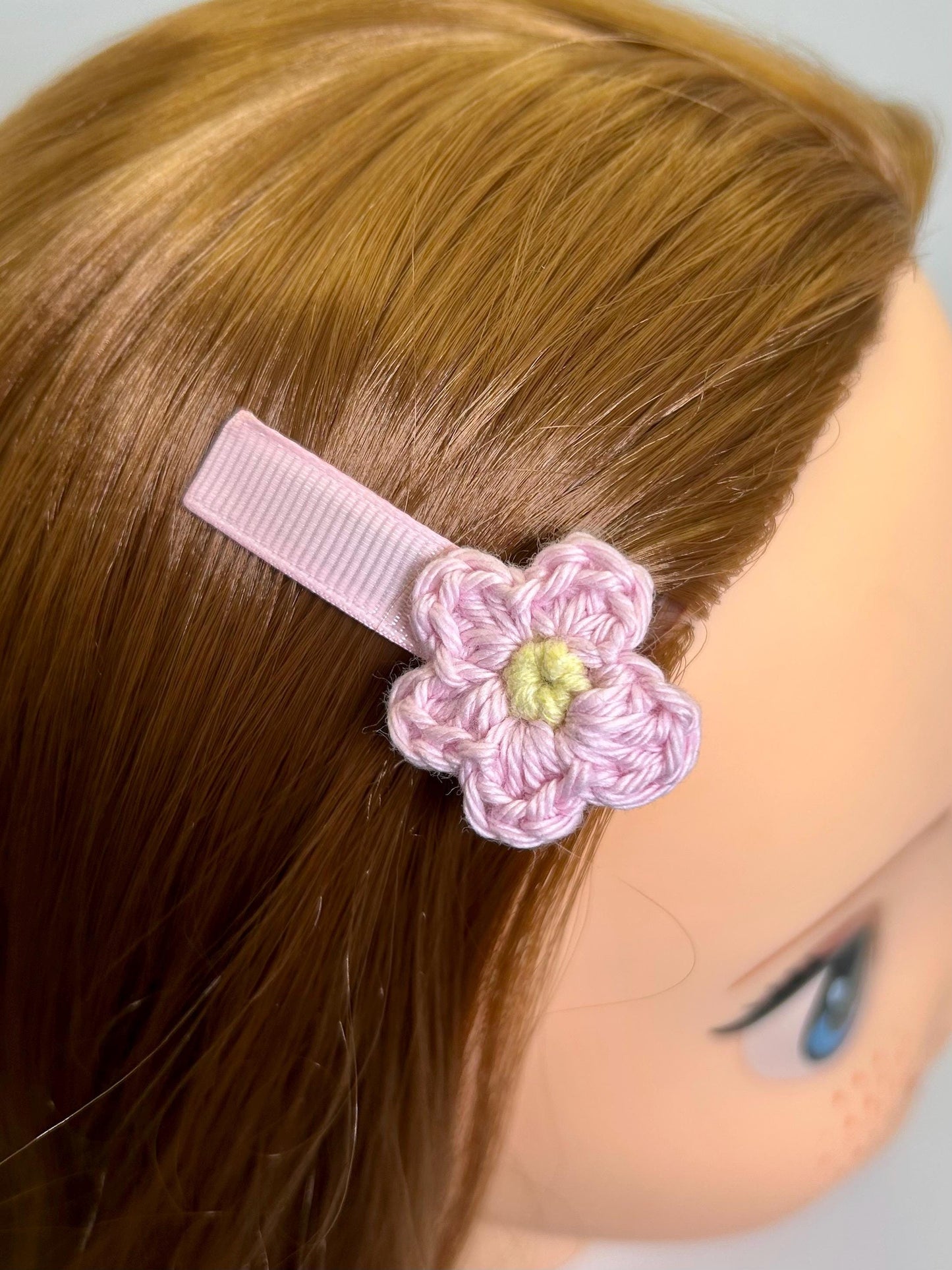 Crochet Hair Clips with Handmade  Applique: Flowers or animals
